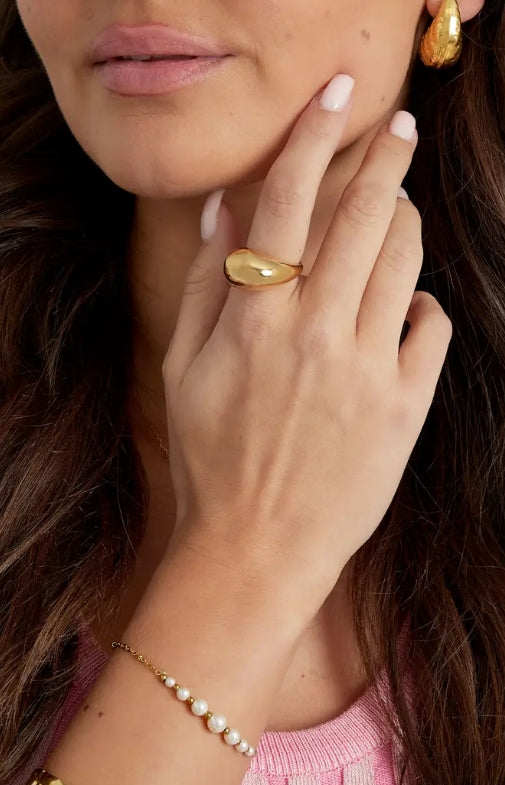 Celeste Drop Ring Gold - Adjustable - Or'Aliya Bijoux