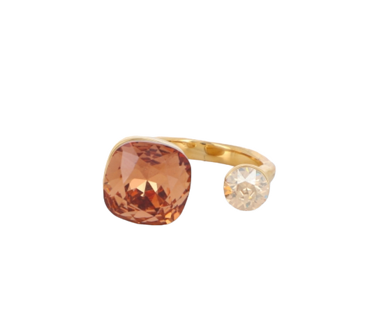 Nour Ring Smoked Topaz & Golden Shadow - Or'Aliya Bijoux