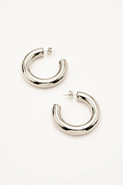 Anastasia Puffy Hoop Earrings Silver - Or'Aliya Bijoux